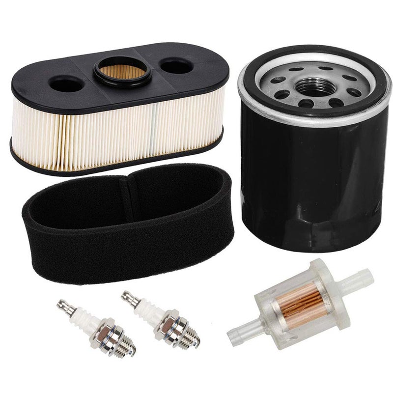 HIFROM Replacement 11013-7031 Air Filter with Pre Filter 49019-0027 Fuel Filter 49065-7010 Oil Filter Spark Plug Tune Up Kit Compatible with Kawasaki FH580V FH381V FH430V Lawn Mower - Image 1